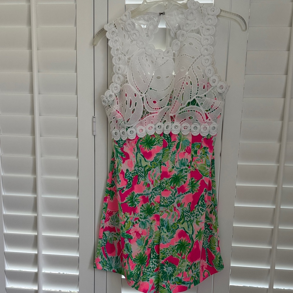 Lilly Pulitzer Sadie Romper in Razz Berry Caddy Shack